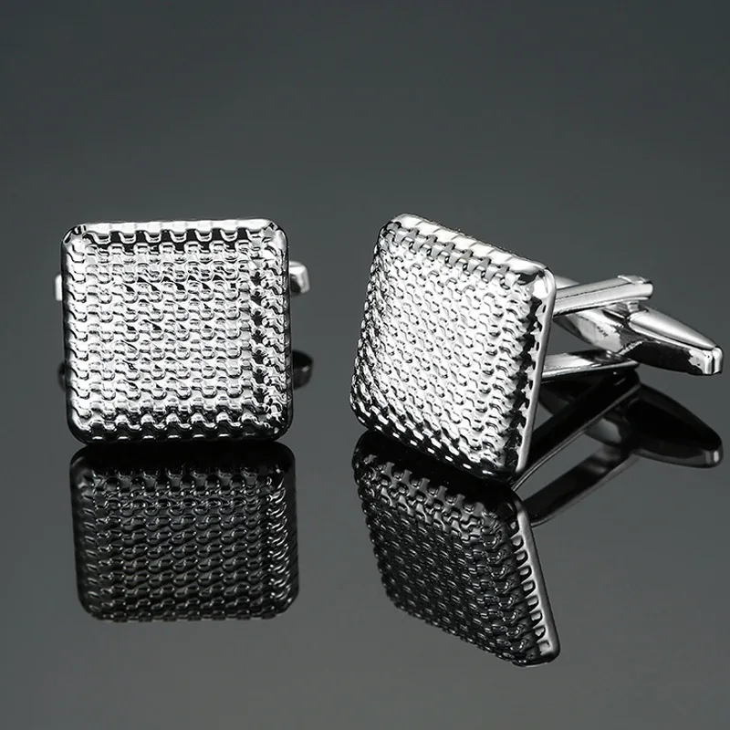 Cufflinks For Men Luxury Silvery Cuffs Retro Metal Cuff Links Mens French Square Button Shirts Business Jewelry Gift For Wedding