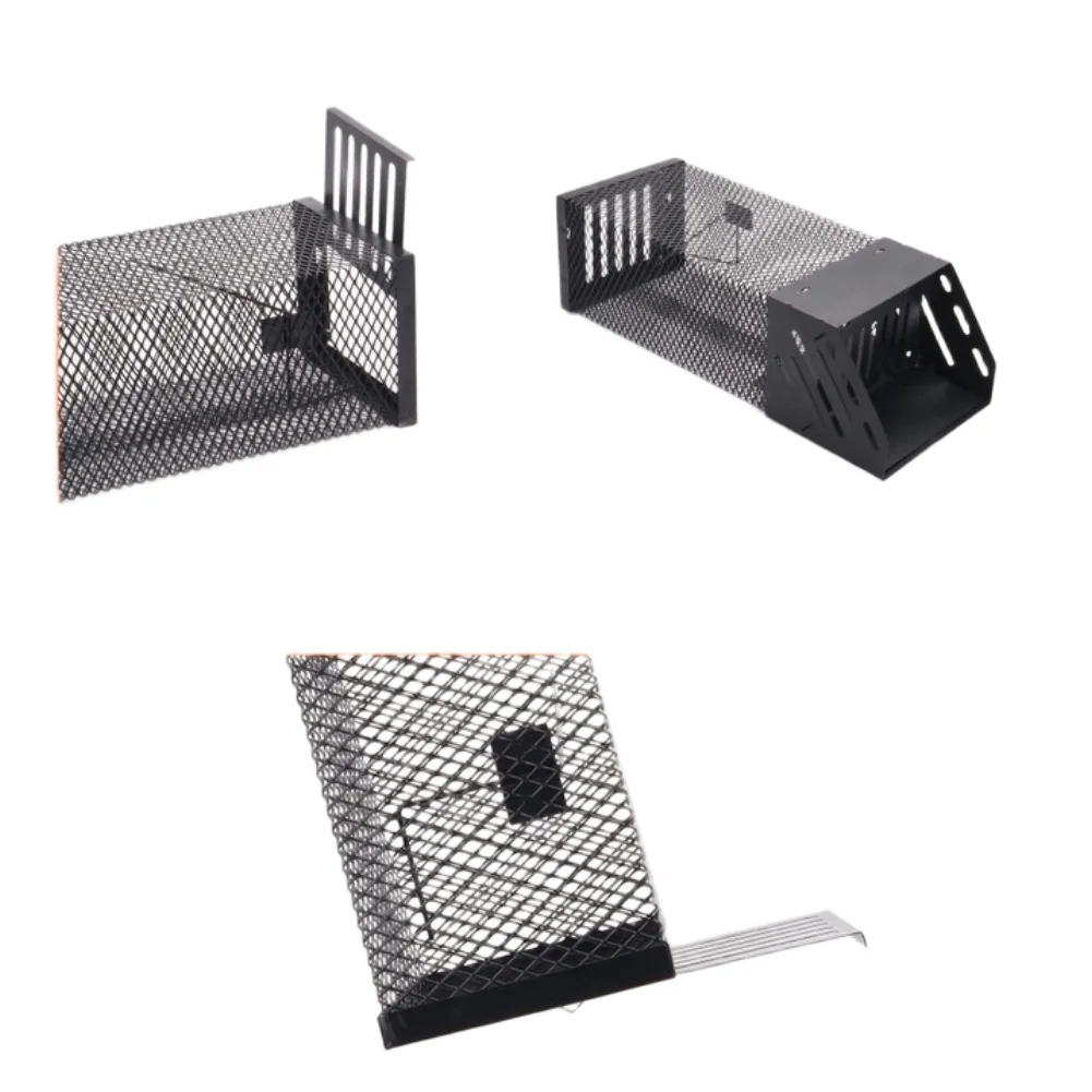Single Door Cage Live Animal Trap Large Entrance High Sensitivity Trigger Rust Resistant Effective Animal Catching System