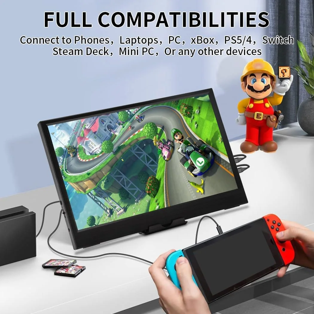 AHXJKA 11.6 Inch Portable Monitor HDMI-Compatible Laptop second screen Gaming Extended Display  for PC Xbox Switch ps5 Macbook