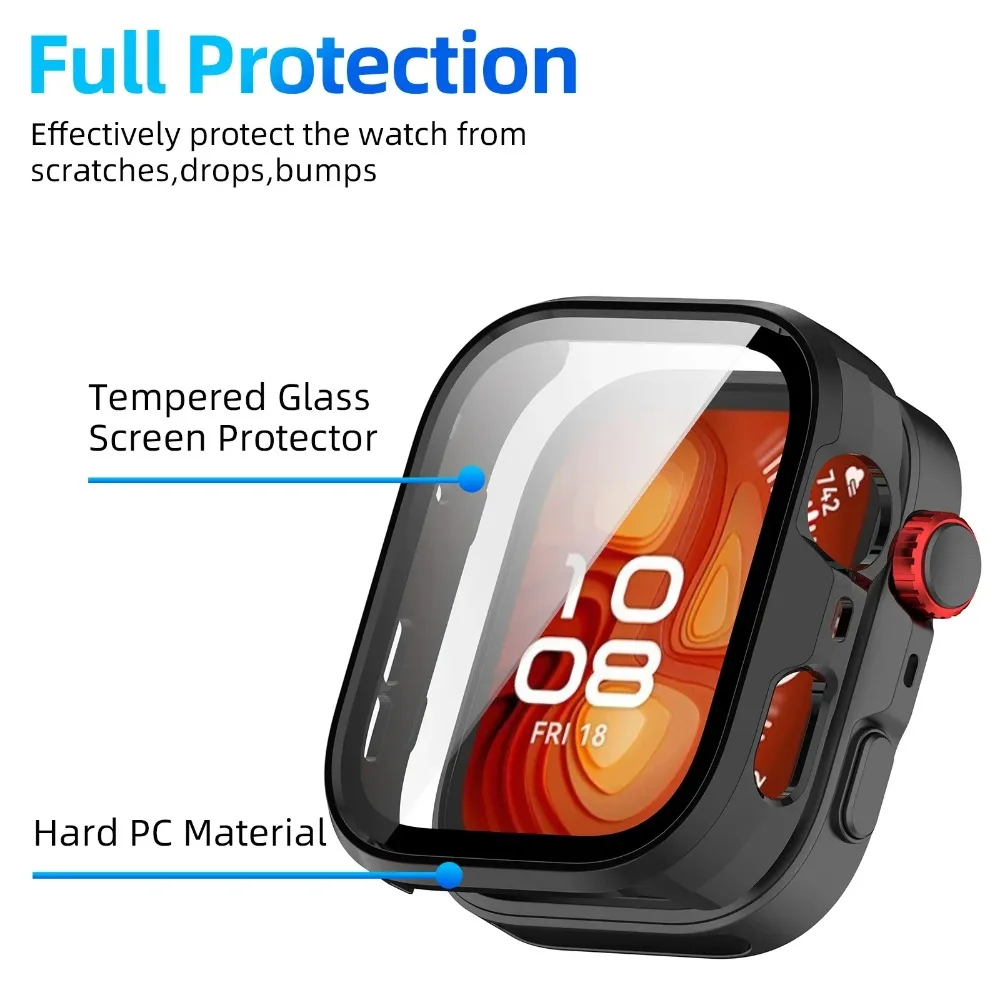 Tempered Glass+PC Case for Huawei Watch Fit 4/3 Protective Screen for Huawei Watch Fit 4/4 Pro Shell membrane integration Cover