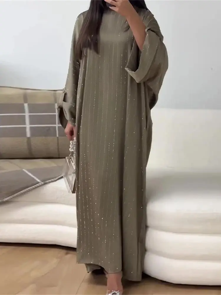 女性のためのイスラム教徒のカフタンのドレス,ラマダン,eid,batwing,dubai,高級,エレガント,サテン,カフタン