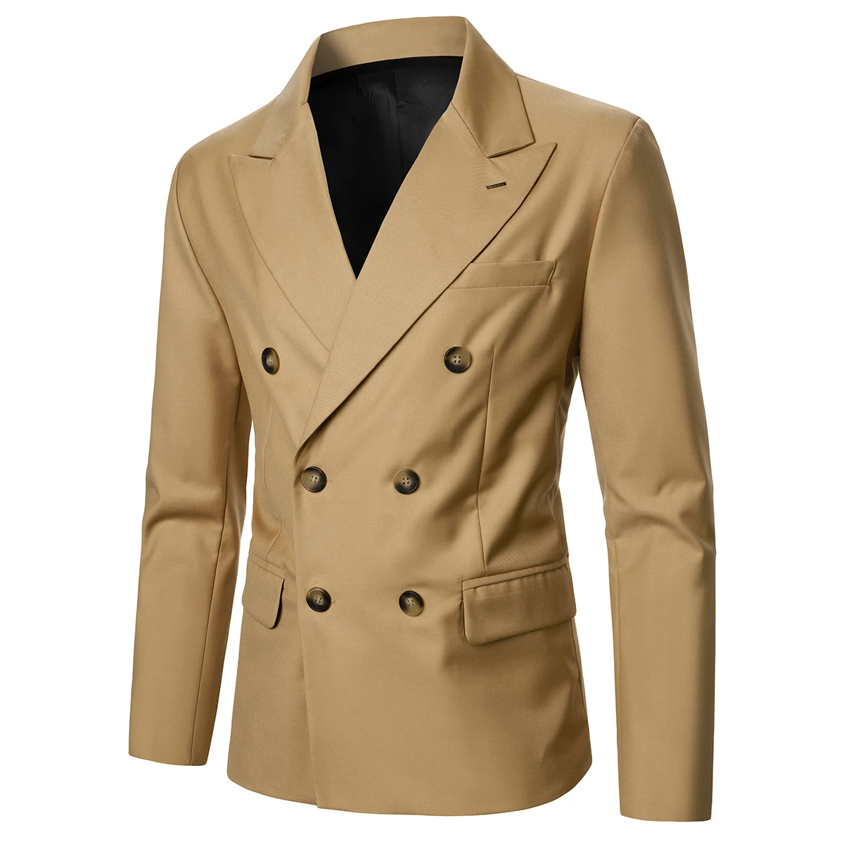 

Men's Jacket Suit Solid Color Double-Breasted Button Leisure Business Style Men's Coat Banquet Dinner Wedding Men's Suit