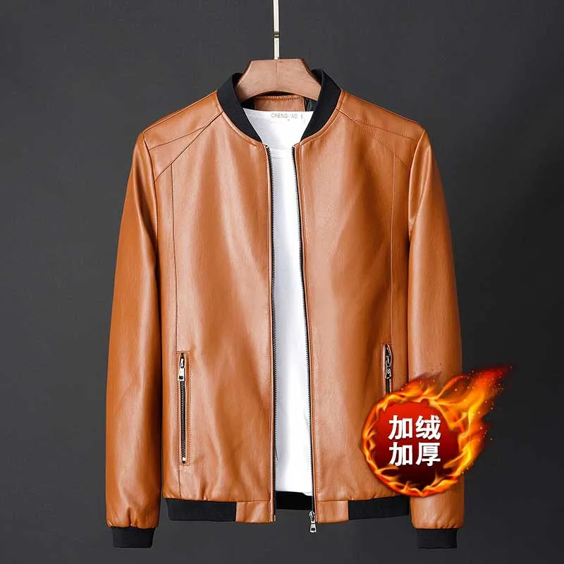 

Men's Leather Jacket Vintage Bike Motorcycle Style Slim Fit PU Leather Coat Korean Edition Trendy Slim Fit Autumn Winter Coat