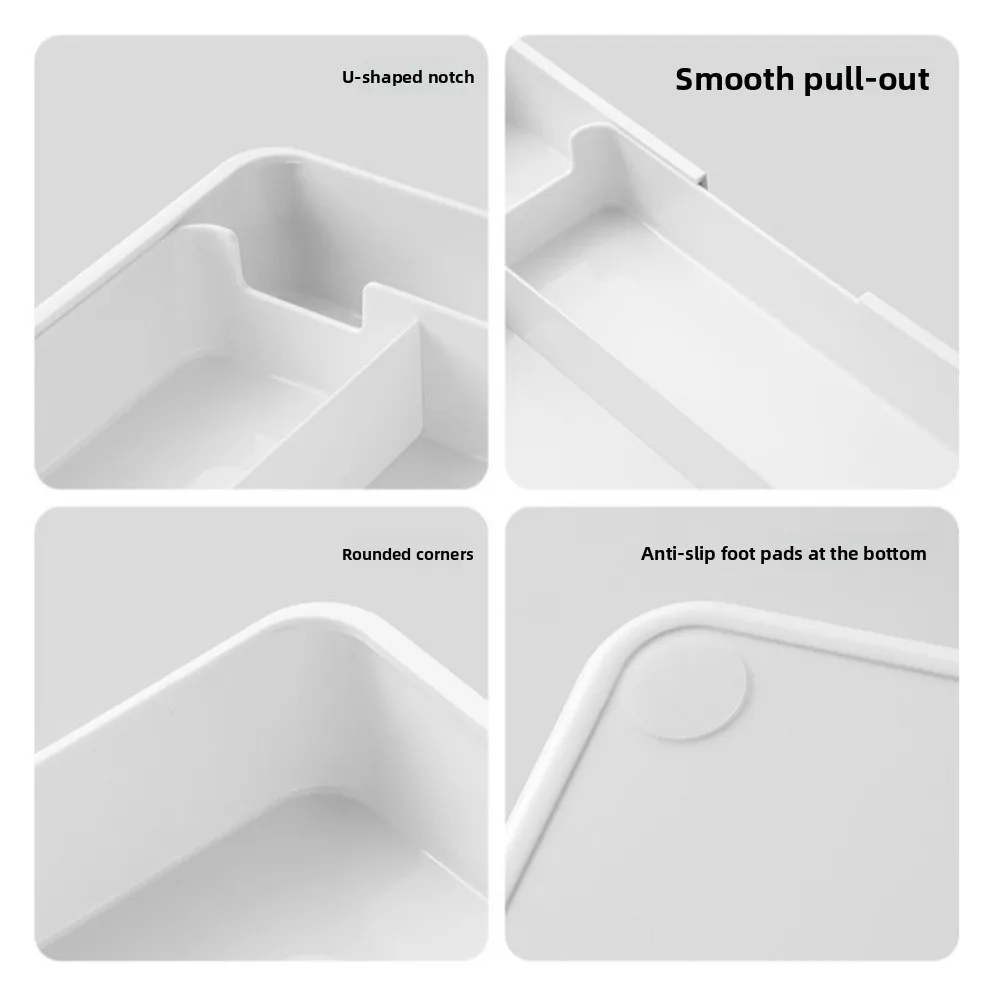 Scalable Cabinet Storage Drawer Retractable Storage Box Stationery Container Compartment PET Plastic Hidden Drawer Kitchen