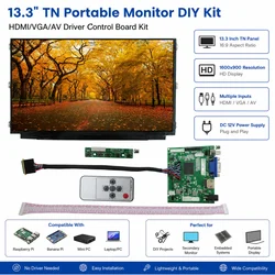13.3 Inch LCD Screen Display Monitor Driver Control Board 2AV HDMI-Compatible VGA For Raspberry Pi Banana/Orange Pi Computer