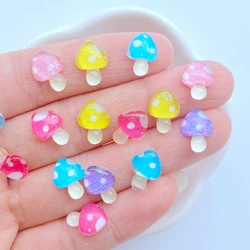 Mini adorno de cabujón plano de resina de seta colorida, accesorios para el cabello, fabricación de joyas, 8x12mm, 50 piezas, nuevo