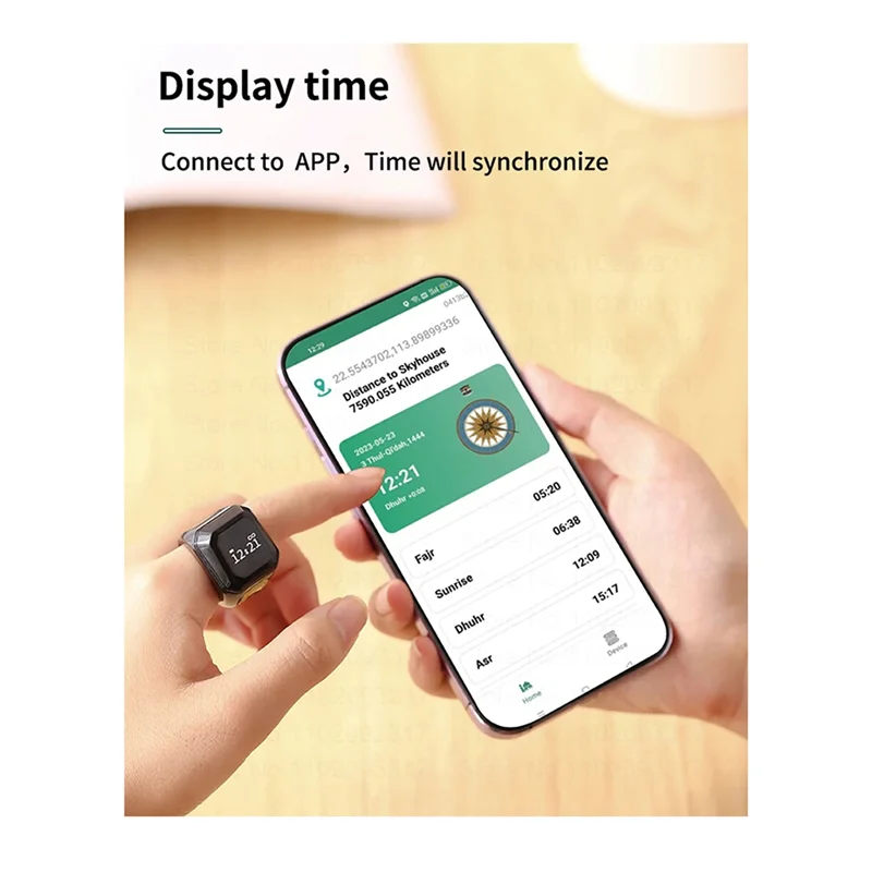 1 PCS Smart Bluetooth Ring Convenient Bluetooth Finger Counter Time Reminder Counter Black-N33R