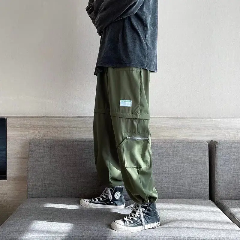ตั้งแคมป์เดินป่าตกปลาที่ถอดออกได้กางเกงคาร์โก้ผู้ชายแนวโน้มเก๋ผู้ชายStreetwear Dance Party Club Plusขนาด5XLซิปกางเกง
