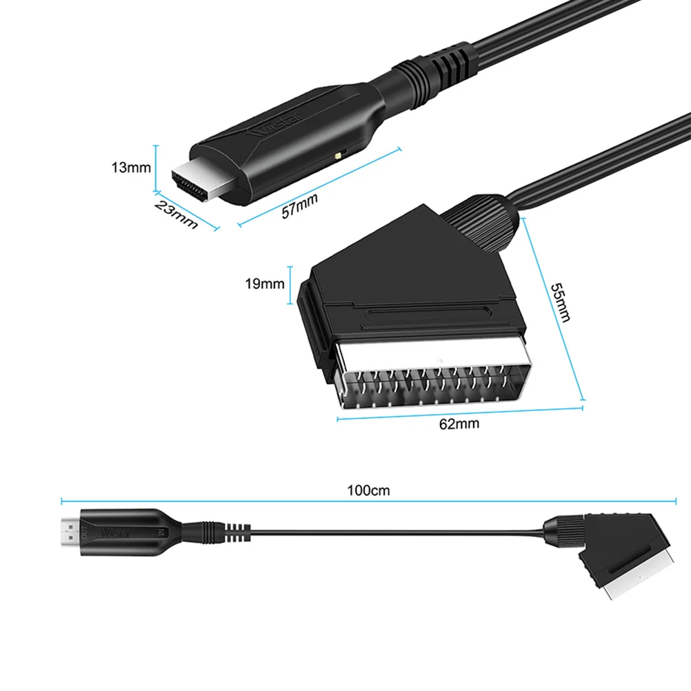 

Direct Connection Conversion Line SCART to Video Audio Converter Adapter Cable Cord Portable Plug Play Upscale