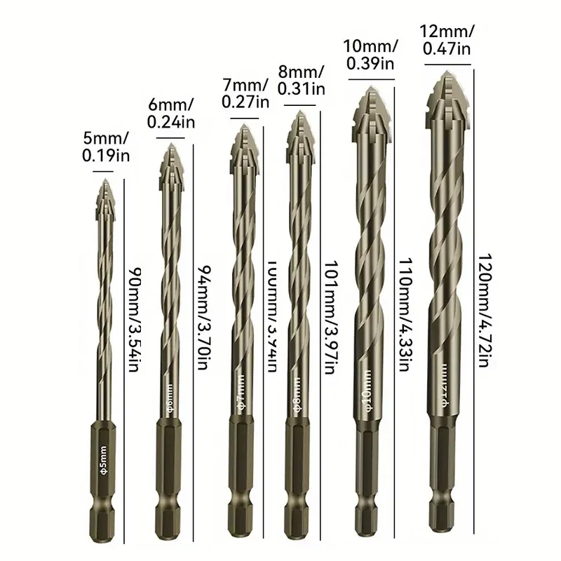 Four-Edged Serrations Drill Bit Set Drilling Tools For Glass Tile and Concrete 4-12mm Multifunction Drill Bit Set Tools