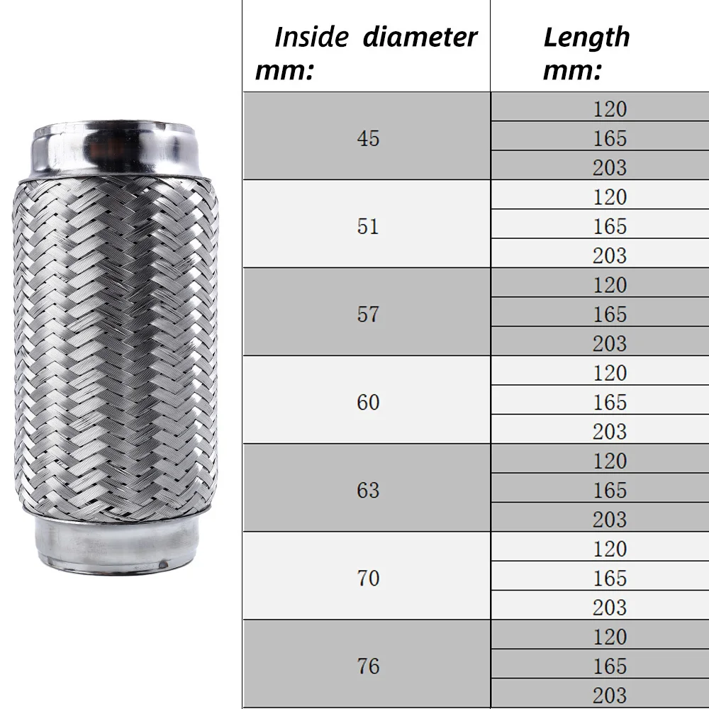 Runsco Car Exhaust Tube Telescopic Flexible Connection Braid Bellows Stainless Steel Muffler Pipe Connector Welded Universal