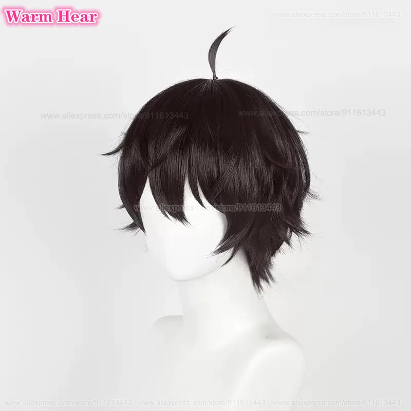 New! Game Wigs Dan Heng Cosplay Wig 30cm Black Brown Wig Heat Resistant Synthetic Hair Cosplay Anime Wigs + Wig Cap