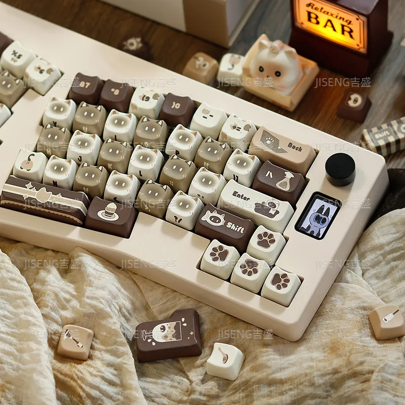 

Набор кейкапов с кофейной тематикой «Сиамская кошка», PBT, профиль MAO, оригинальные кастомные кейкапы ручной работы для механических клавиатур, аксессуары, подарок