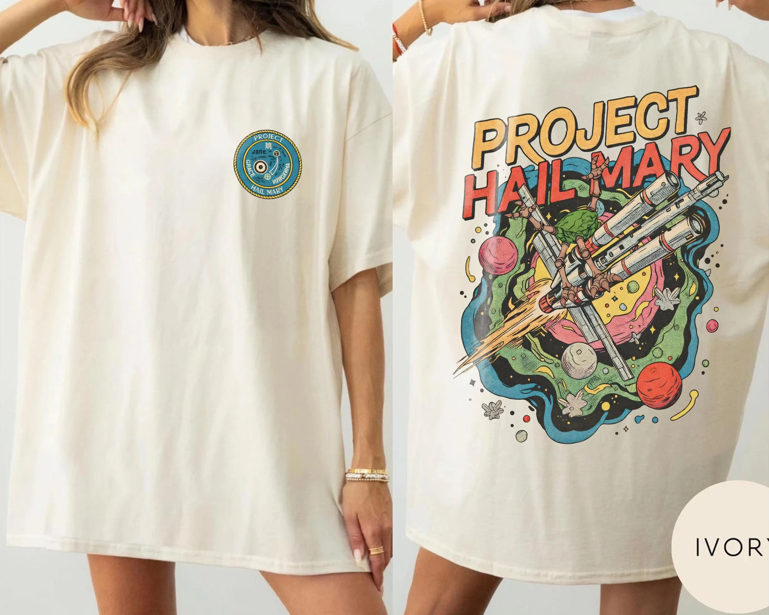 Project Hail Mary Book Two Sided T-shirt Men and Women New Summer Cotton Clothing Casual Fashion Round Neck Short Sleeved Tee