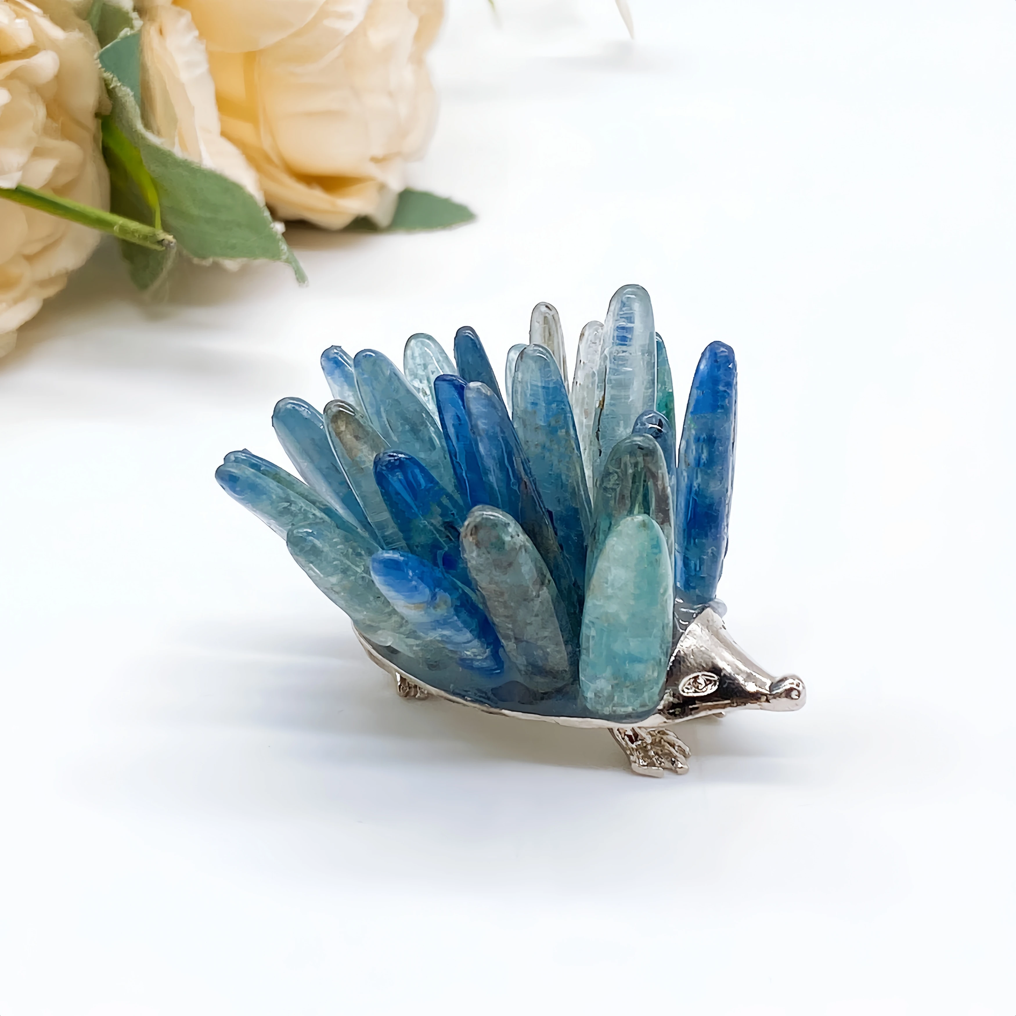 1PC Natural Blue Kyanite Hedgehog Crystal Quartz Stone spar crafts Animal Reiki Healing Home Decor Children Gift