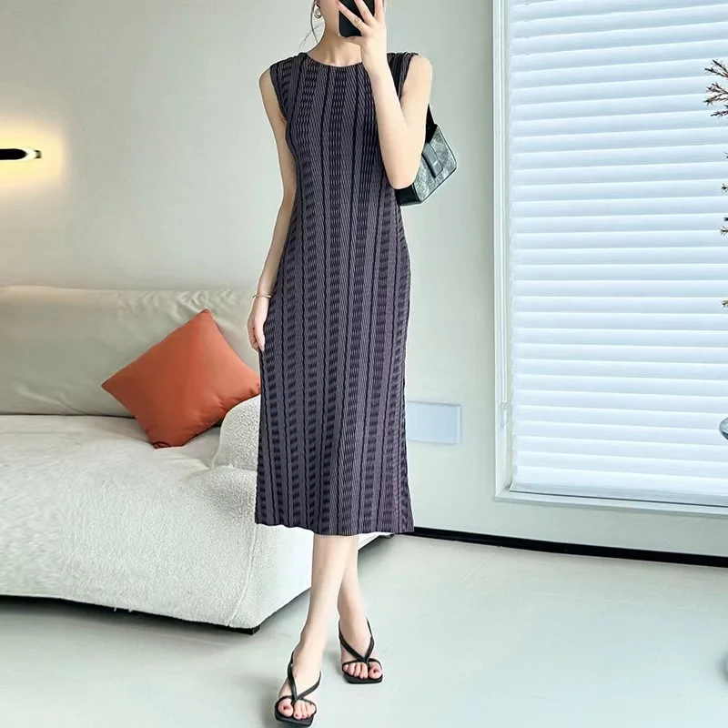 Dress 2024 summer counter superior sense fish scale pleated sundress matching straight skirt