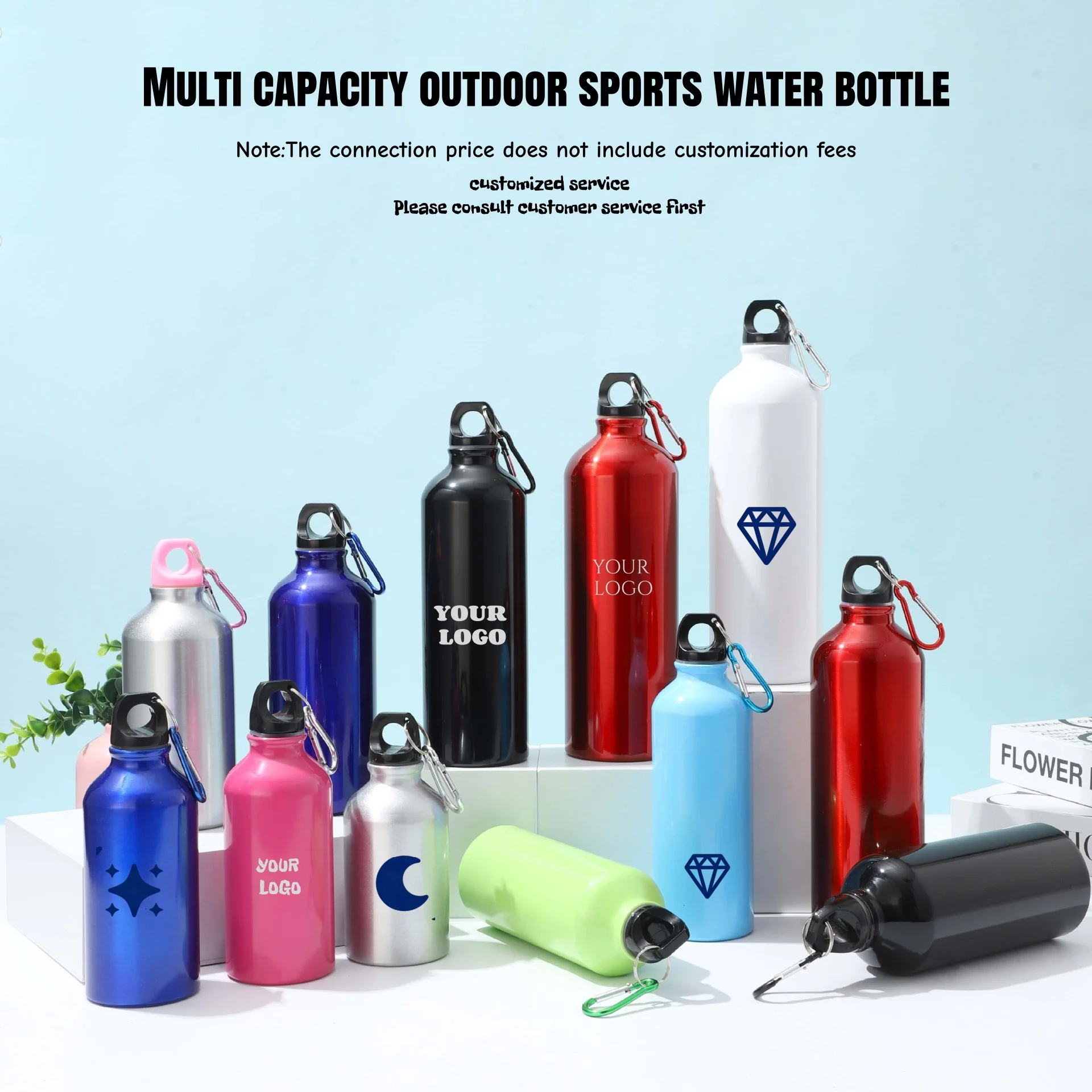 Portable Sport Bottle Customizable Colorful Print LOGO Aluminium for Biker Hiker Travel Promotion Gifts Presents Souvenir Bottle