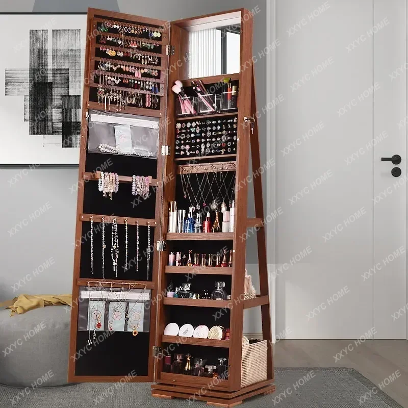 Makeup Mirror Cabinets Hotel Villa Storage Stand Light Luxury  Rotating Floor Dormitory Home Full-length Mirro