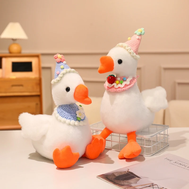 

Colorful Duck Doll Plush Toy With Flower Hat Cute Little Duck Pillow Baby Accompany Plushie Toys for Kids Gift Room Decor