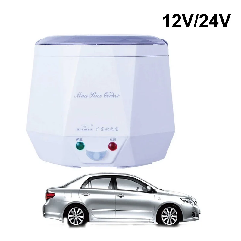 12V/24V Car Mini Rice Cooker Heating Lunch Box Portable Constant Temperature Food Steamer Multifunction Pot For Car Truck 1.6L