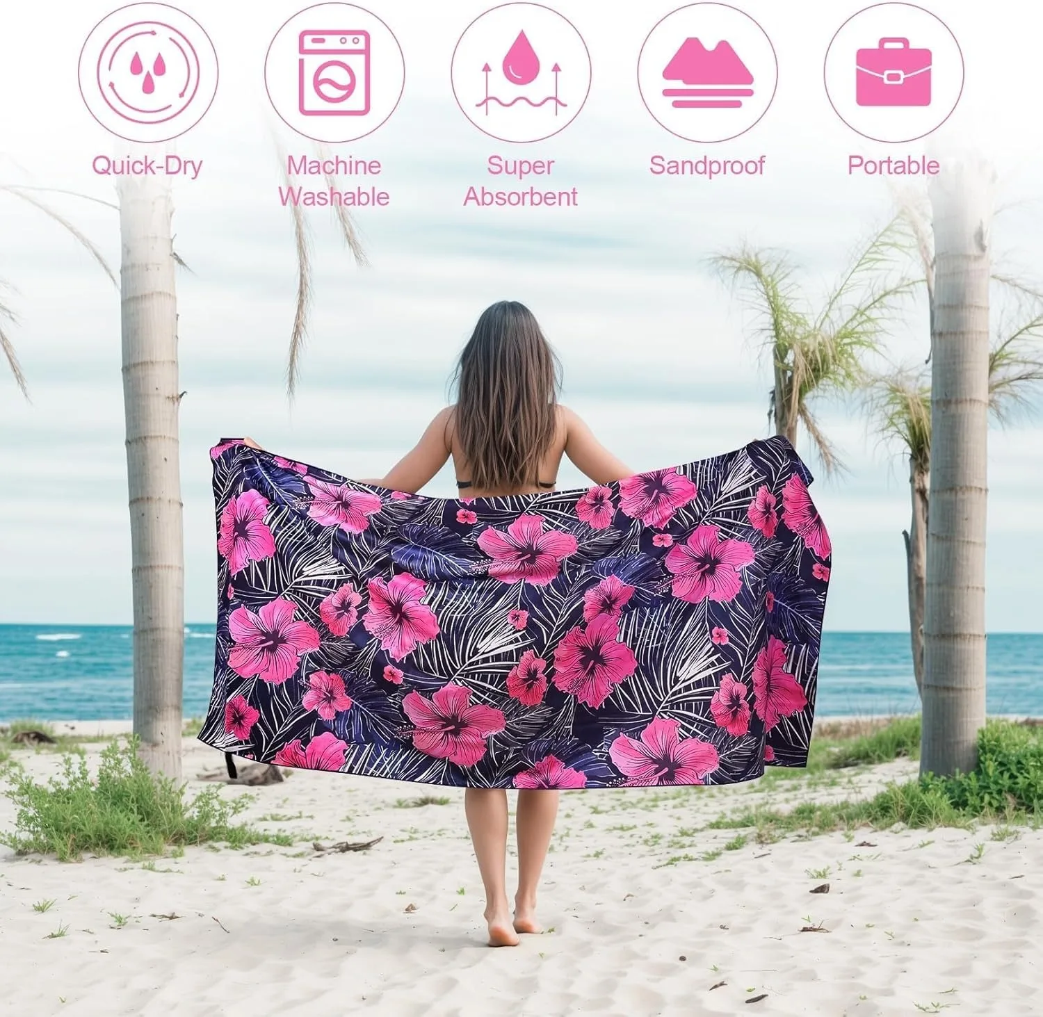Flowers pattern Beach Towel for Family stuff friend Gifts Towel Quick-Dry Towel For Bath Yoga Tourism Beach GYM Camping Swimming