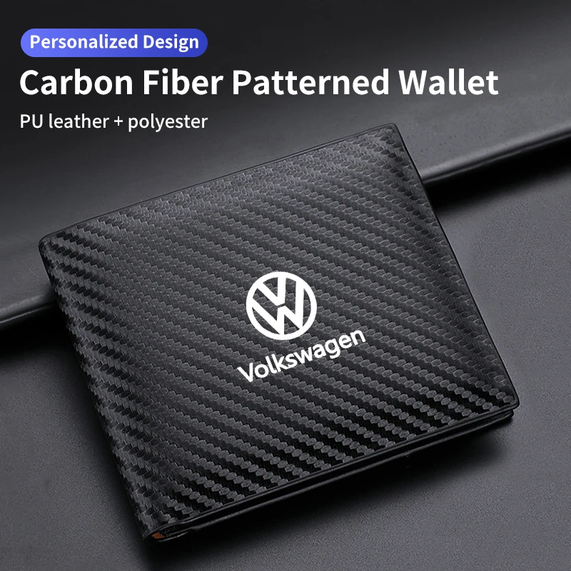 Car Men Wallet Credit Card Holder License Key Storage For Volkswagen VW Polo Golf 6 7 MK7 Jetta Passat Tiguan Touran Bora T-ROC view 2