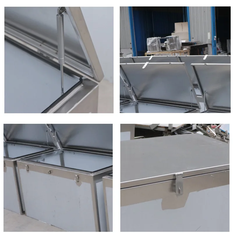Stainless Steel Tool Box with Thickened Metal Body and Flip Top Lid, Rectangular Storage Case for Truck Garage and Outdoor Use