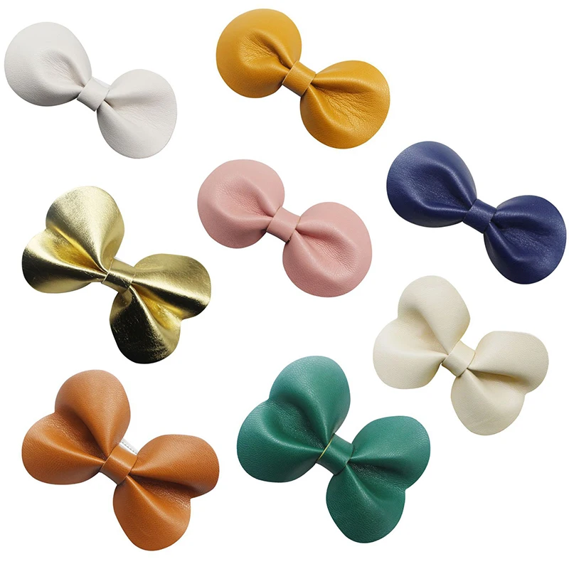 8 Pieces/set Leather Bow Hair Clip Sweet Elegant Versatile Women's Hair Accessory Simple Fashion Women's Hairpin Duck Bill Clip