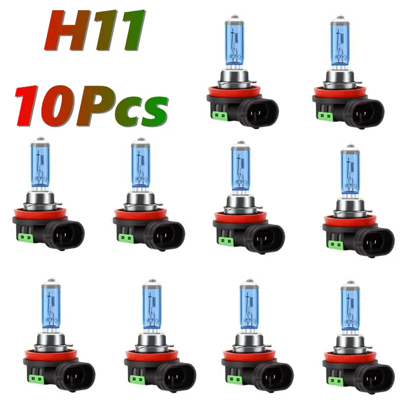 

10Pcs H11 55W 12V Super White Halogen Bulbs Fog Lights PGJ19-2 100W High Power Car Headlights Lamp Wholesale Car Light