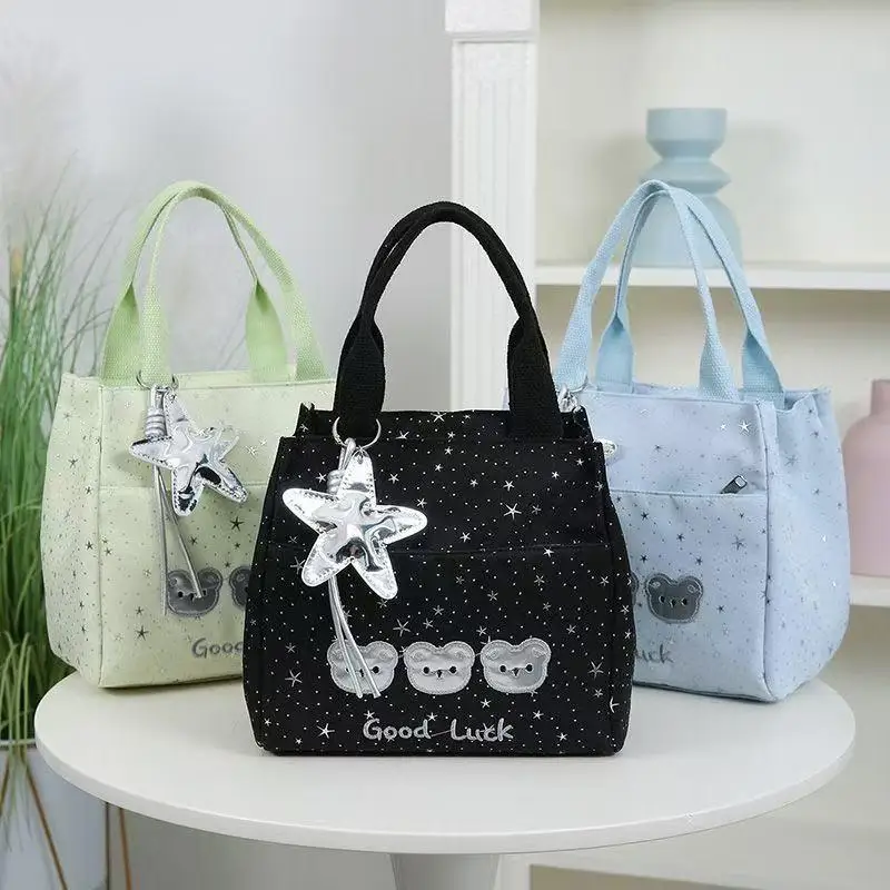 Eco-Friendly Starry Cute Bear Lunch Bag for Office Workers with Insulation