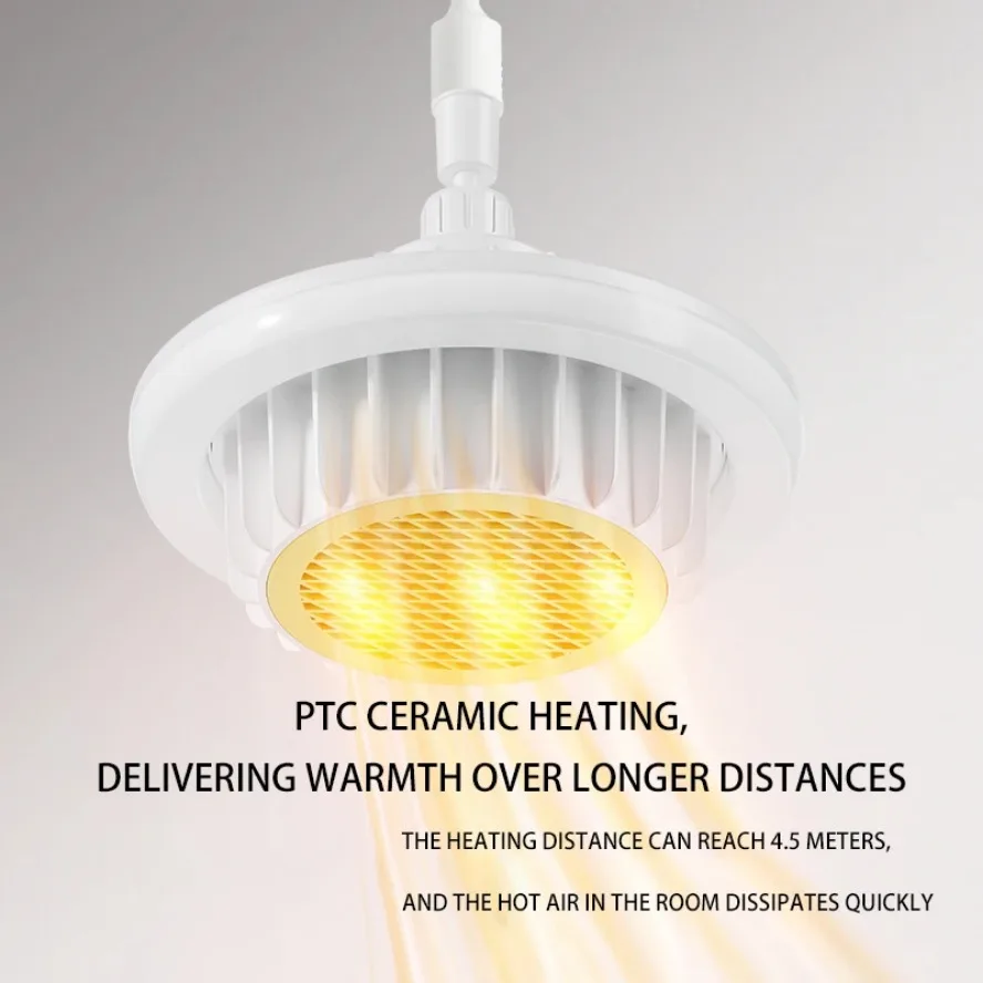 Whole House Heating 600W High-Power Warm Air Lamp Remote Control Dimming E27 Spiral Electric Heater Fan Light Ceiling Fan Light