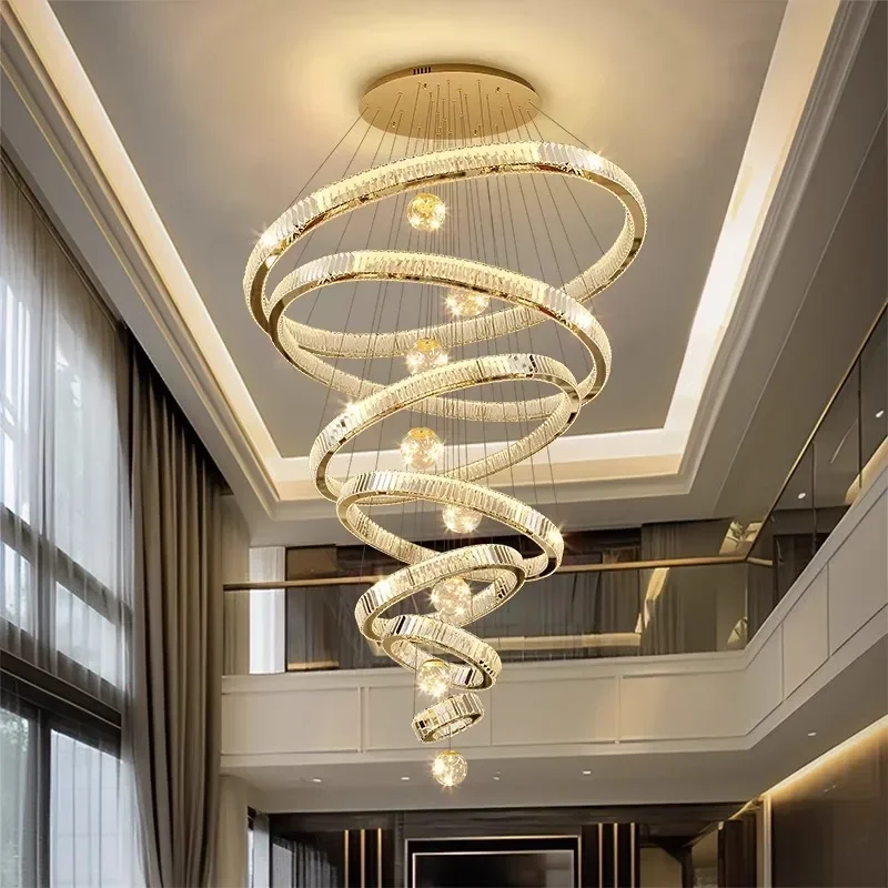 Imagem -03 - Modern Crystal Chandelier For Home Decoration Stair Pendant Lamp Living Room Pendant Lights Iluminação Interior