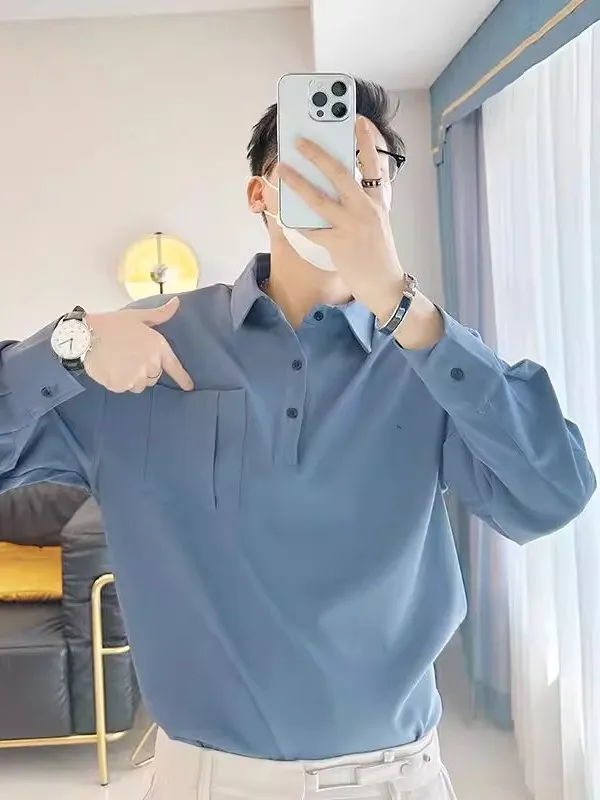 

Extra Large 300 Pou Men's Long Sve irt Spring Autumn Hang Sensation Iron Free Loose Casual irt Trendy irt