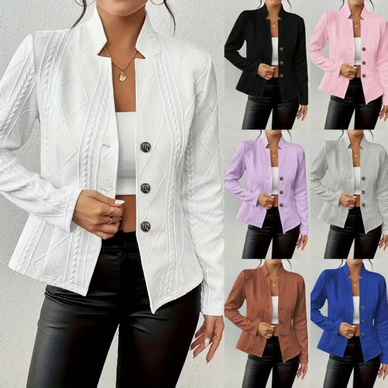 Blazer coat women 2026 new casual solid color button-patterned small suit jacket autumn women's clothing