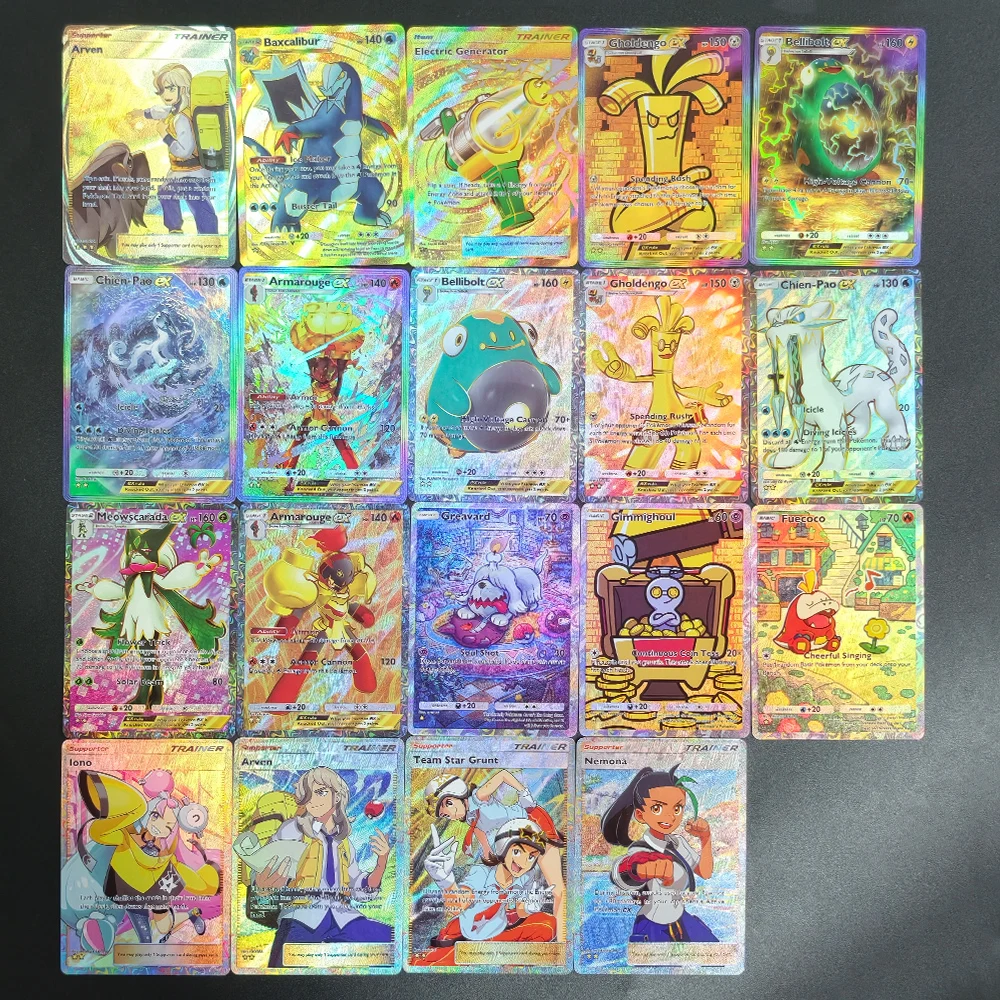 

2026 DIY 19Pcs Texture Pokemon TCG Card Scarlet Violet Series Baxcalibur Gholdengo ArvenLimited Edition Premium Foil Collectible