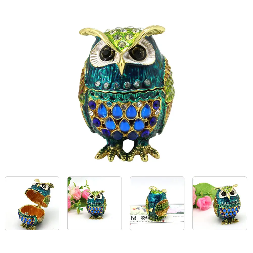 

Owl Decorative Box Vintage Miniature Figurine Jewelry Statue Home Decoration Bedroom Living Room Office Gift Idea