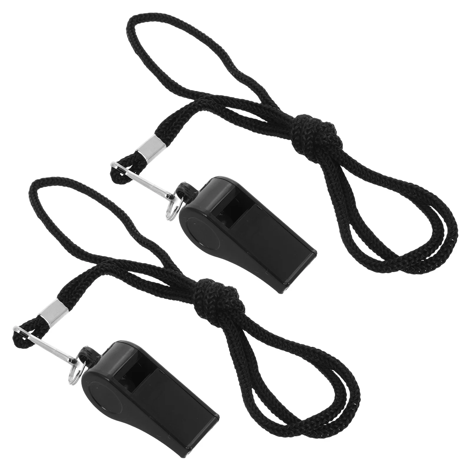 2 قطعة صفارات الرقبة الحكم الأسود ABS بصوت عال بقاء صفارات إشارة الطوارئ للمدربين التدريب السلامة في الهواء الطلق