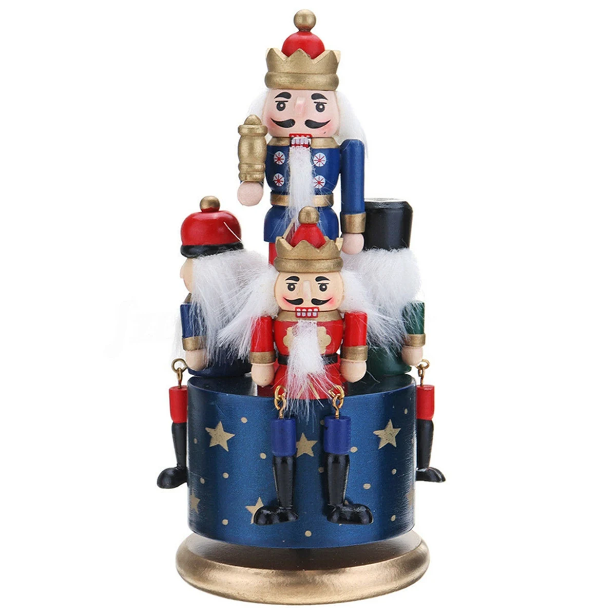 Christmas Nutcracker Kids Birthday Home Decoration Music Box DIY Wooden Nutcracker Toy Crafts,Blue