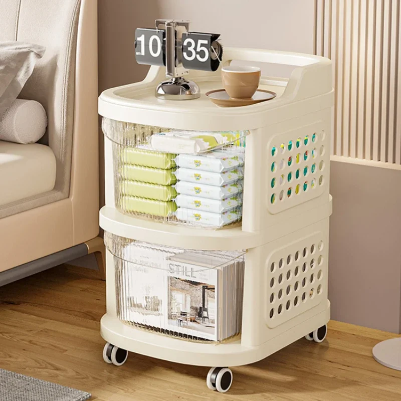 

Multi Layer Toy Snack Cabinet Cart Movable Bookshelf Multi Layer Floor Standing Mobile Bathroom and Living Room Storage