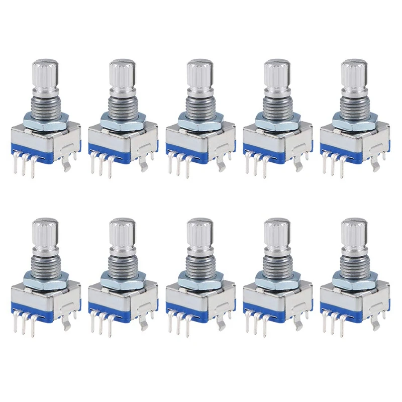 

360 Degree Rotary Encoder Code Switch Digital Potentiometer EC11 5 Pins 15Mm Shaft 10Pcs