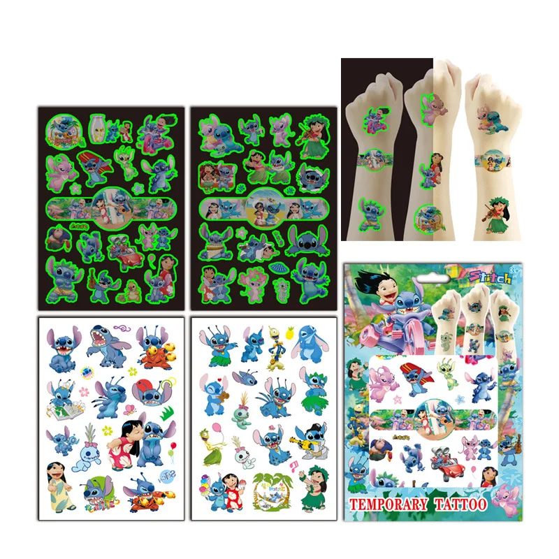 Gift Box Set Lilo Stitch Luminous Tattoo Sticker Children Arm Face Glowing Tattoo Children Body Tattoo Rubble Sticker