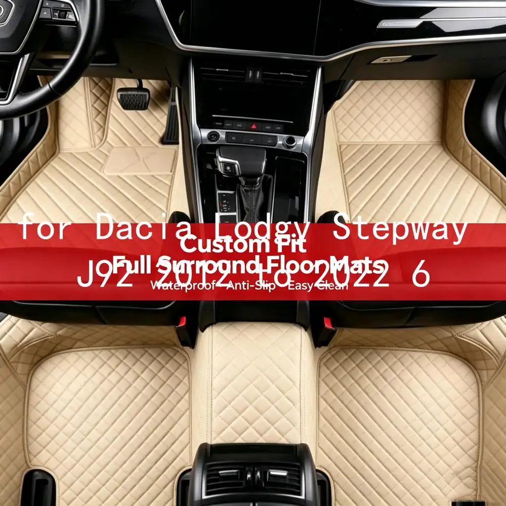 Tappetini per auto in pelle con motivo a rombi, compatibili con Dacia Lodgy Stepway J92, modelli dal 2012 al 2022, 6 posti, personalizzati, con bordi completi, impermeabili, resistenti alle macchie,