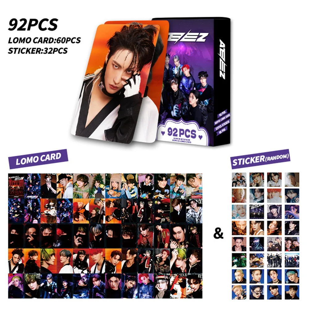 

92 шт./набор ATEEZ The World EP.FIN:WILL Boxed Card Высокое качество HD фото двусторонняя печать LOMO Card 32 шт. наклейки в подарочной коробке