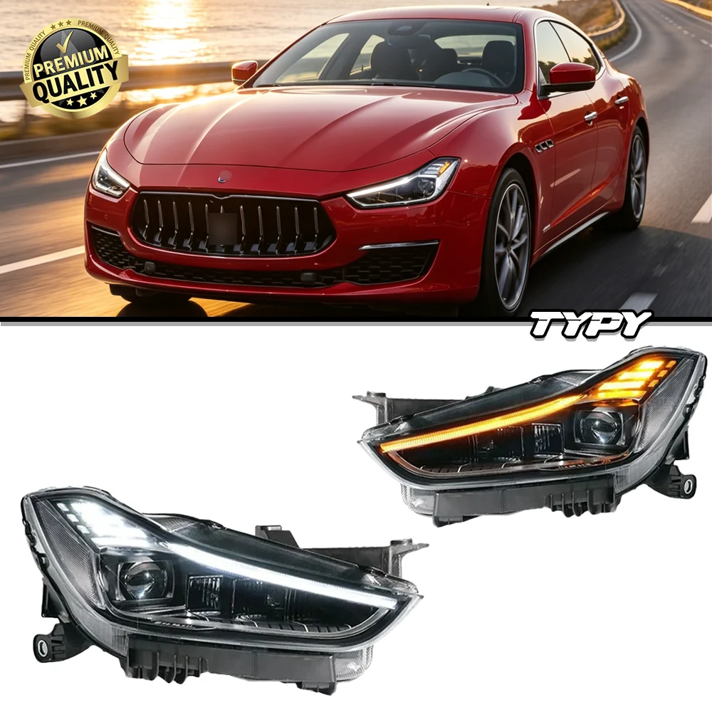 

TYPY Car For Maserati Ghibli Headlights 2014-2019 Upgraded 2023 LED Headlamps Dynamic Turn Signal Lamp Brake DRL Car Accessories