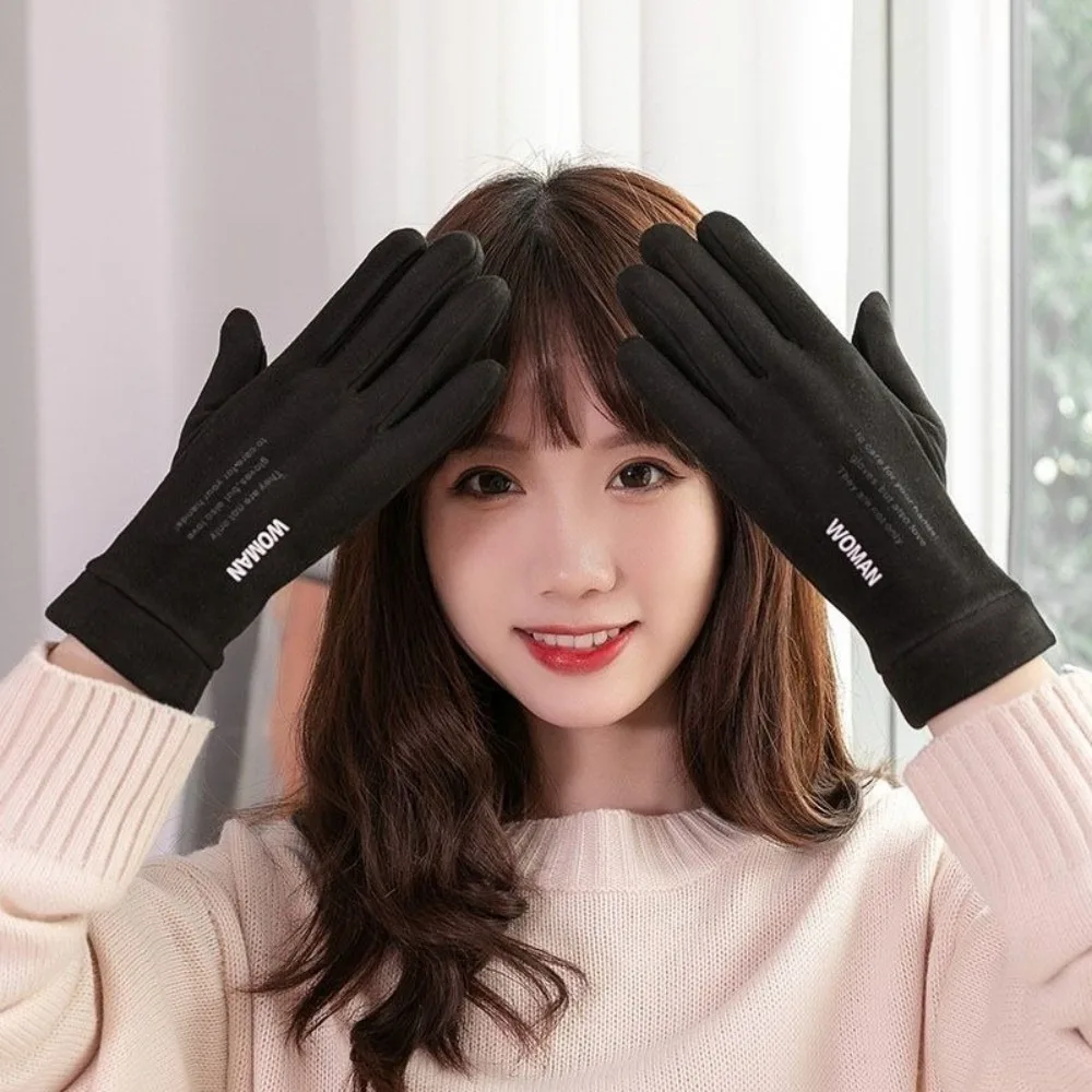 

New Polar Fleece Winter Gloves Warm Full Finger Driving Mittens Touchable Screen Coldproof Full Finger Gloves Women