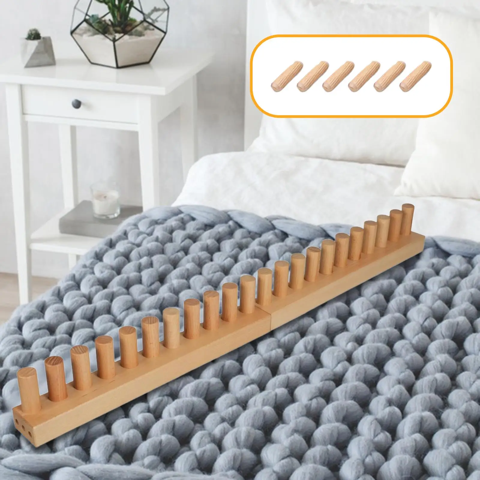 

Wooden Knitting Loom Chunky Knitting Blanket Loom Stackable for Portability
