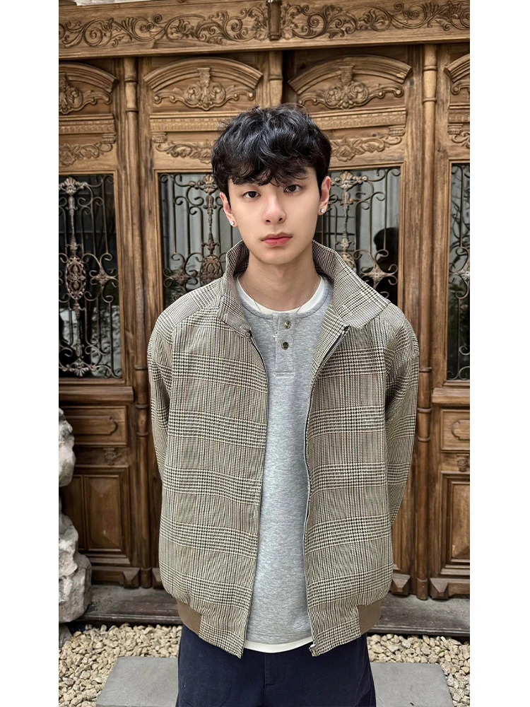 

Мужское бейсбольное пальто Cleanfit Harrington Jaet, осеннее американское бейсбольное пальто в клетку Haome, высококачественное волокно из полиэфирного волокна