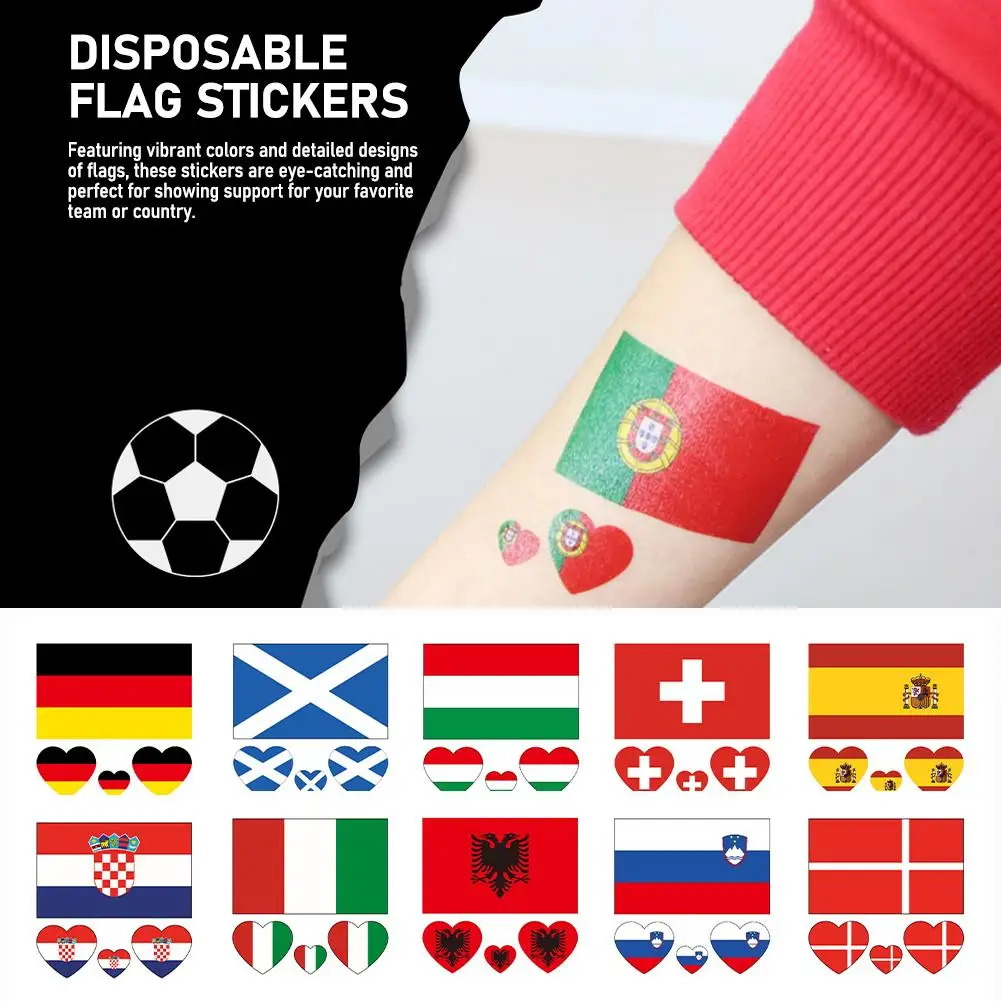 1pc Temporary Tattoos National Flag Face Stickers Waterproof Arm Football Gift Stickers Fan Germany L5V4