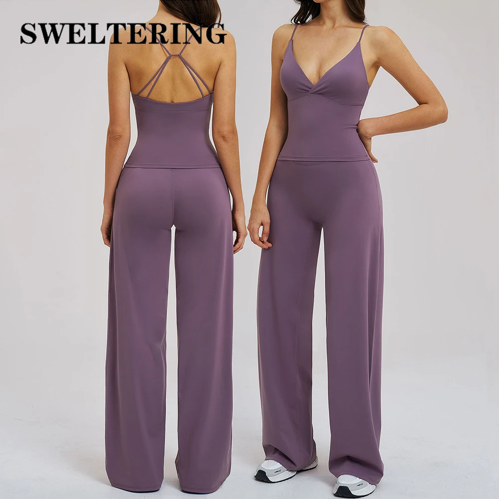 

Комплект для йоги из 2 предметов: женский спортивный костюм с глубоким V-образным вырезом, комплект для фитнеса, женский ударопрочный спортивный костюм для бега, комплект для йоги и спорта