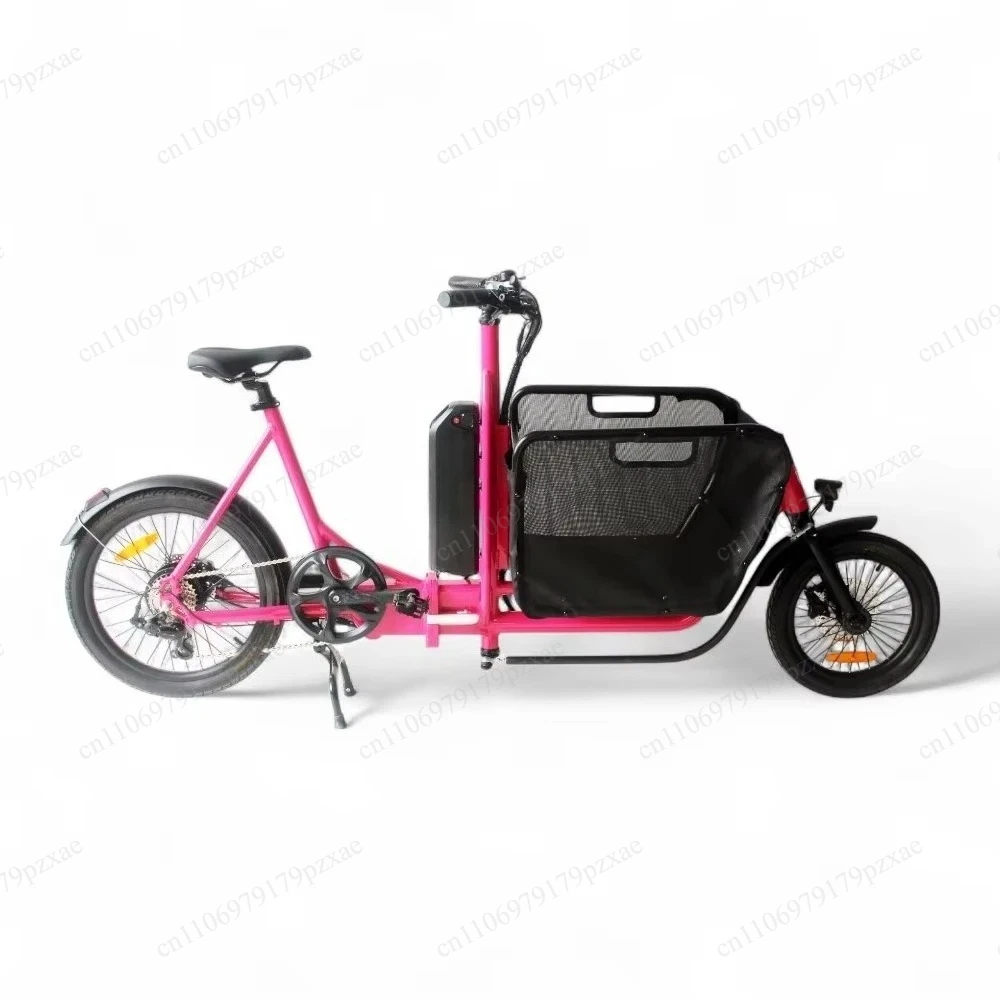 Foldable Hybrid Electric Cargo Bike Pedal Assist Utility Bicycle For Food Delivery